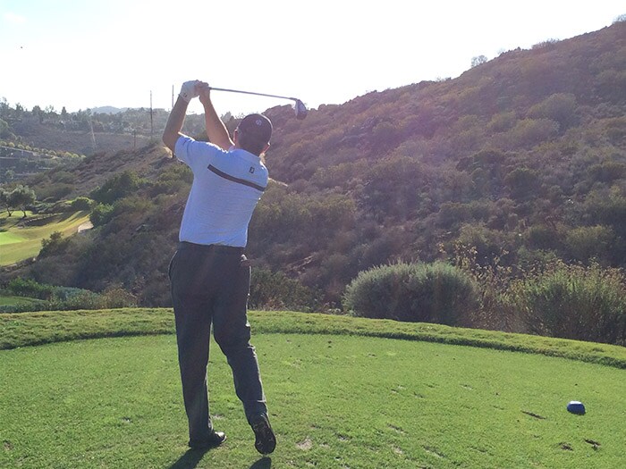 This solid tee shot resulted in a par for Chris P....