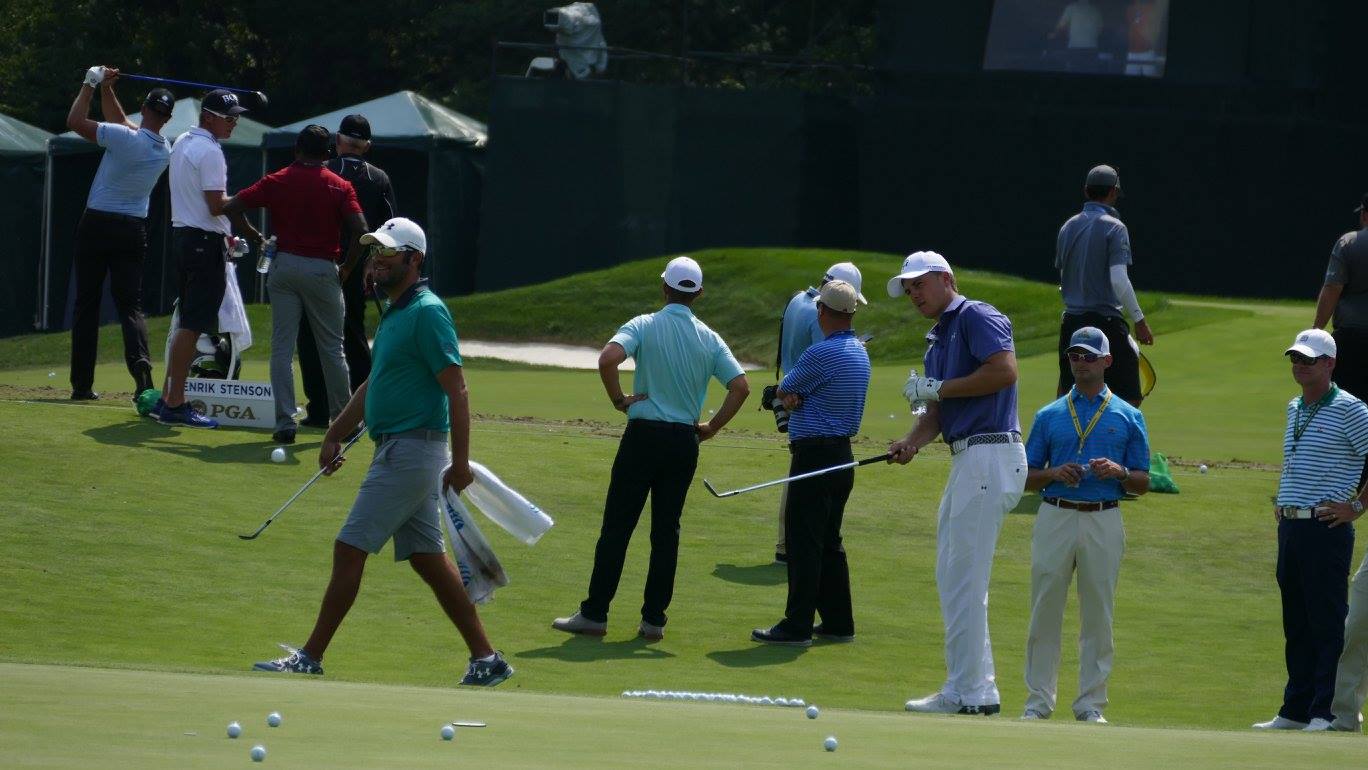 After watching Greller's shot, Spieth took one...