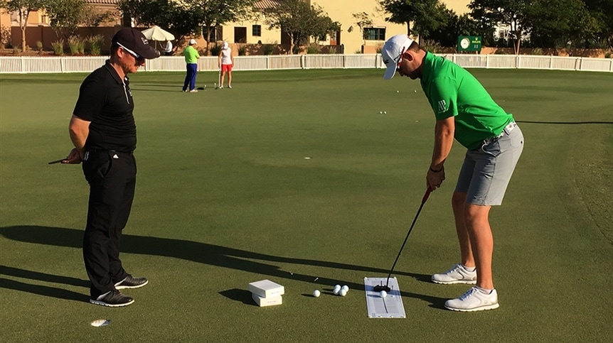 And then it's off to the practice green to...