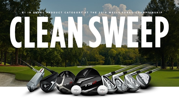 Titleist graphic communicating the fact that Titleist is the equipment brand of choice among players in every major equipment category at the 2019 Wells Fargo Championship